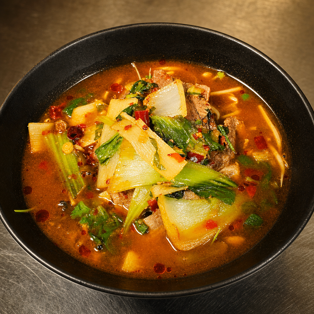 N14. Szechuan Style Beef Noodle Soup.