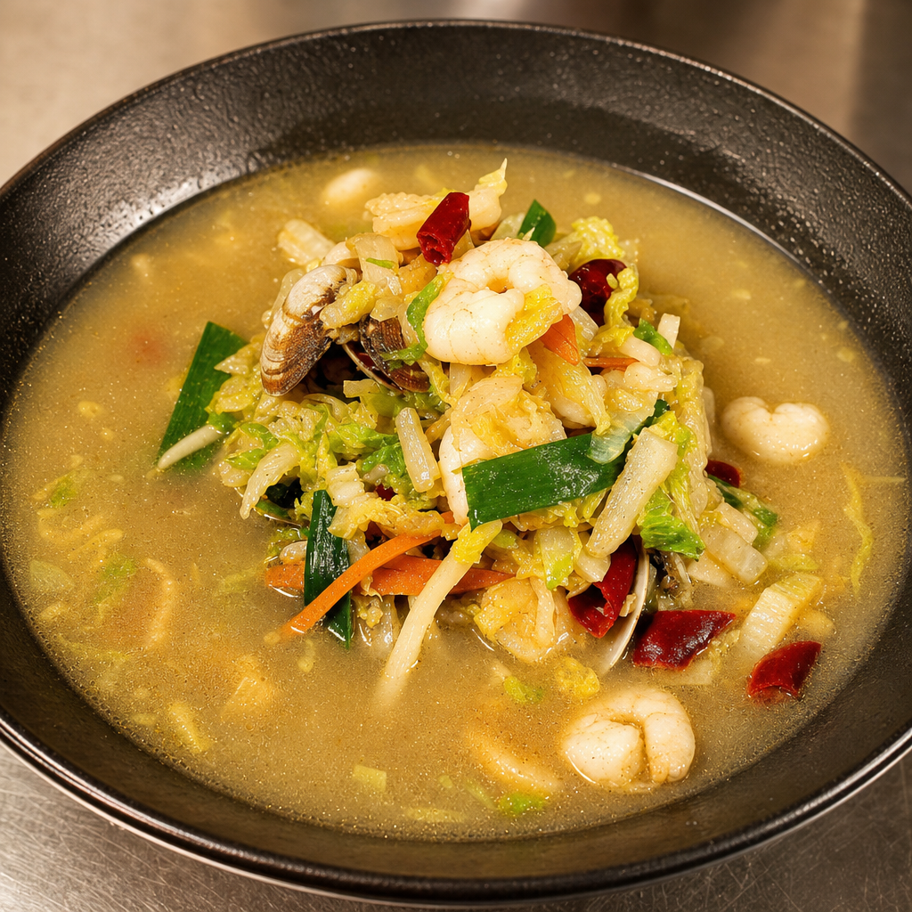 N9. Szechuan Soup Noodle with Clams.