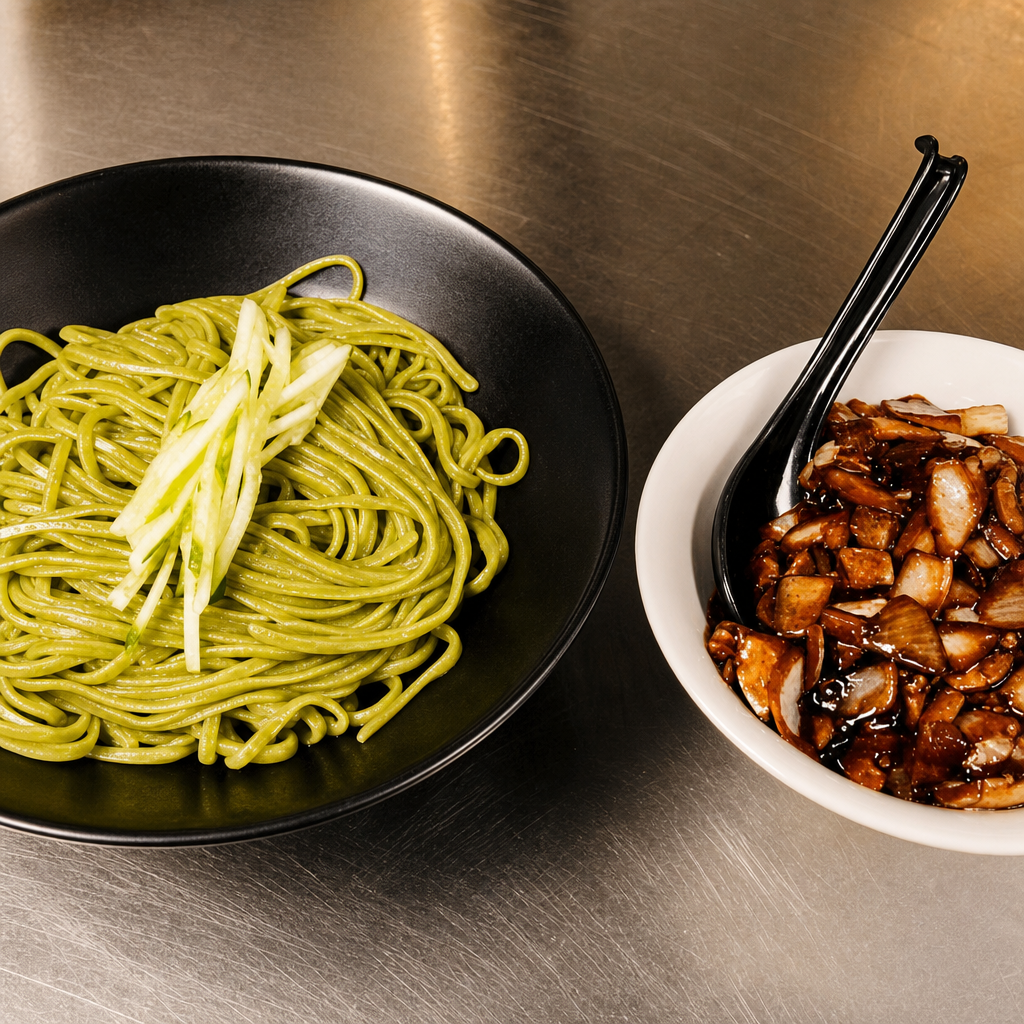 N2. Jja Jjang Myun (No Starch) or Spicy Jja Jjang Myun.