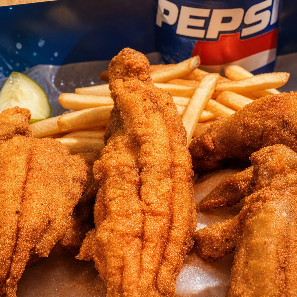 Fish Dinner combo- Fish dinner with fountain drink