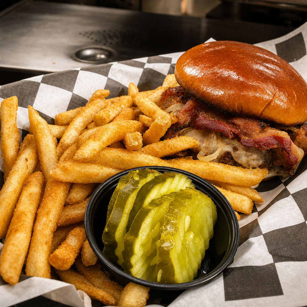 1/2 Fresh Angus Burger with Fries Saturday Special.