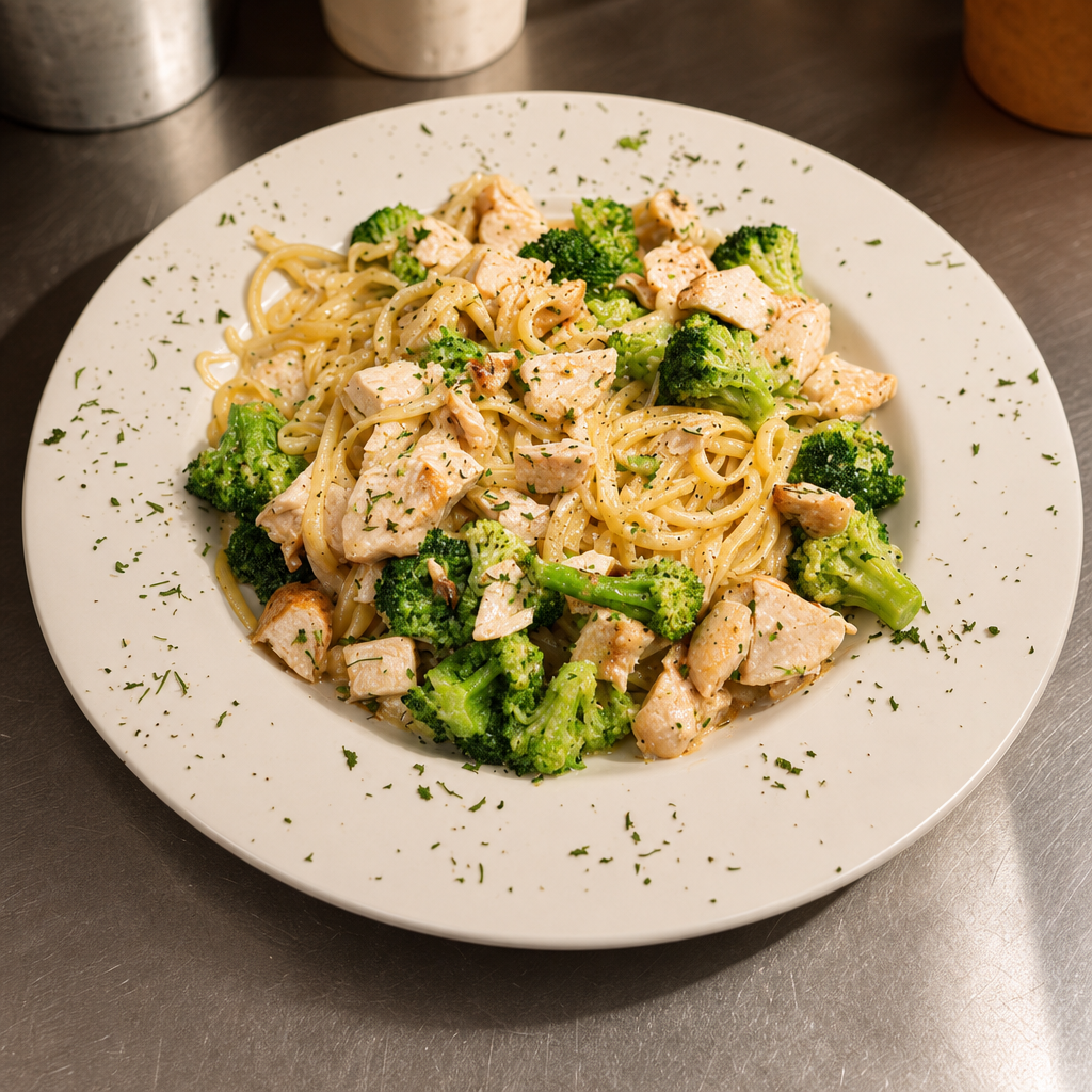 Chicken Broccoli Alfredo.