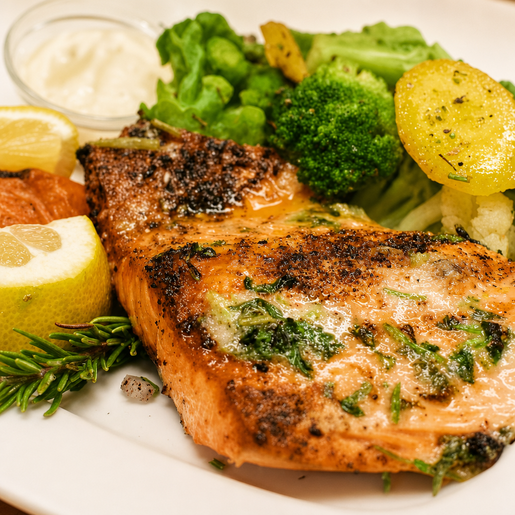Grilled salmon fillet