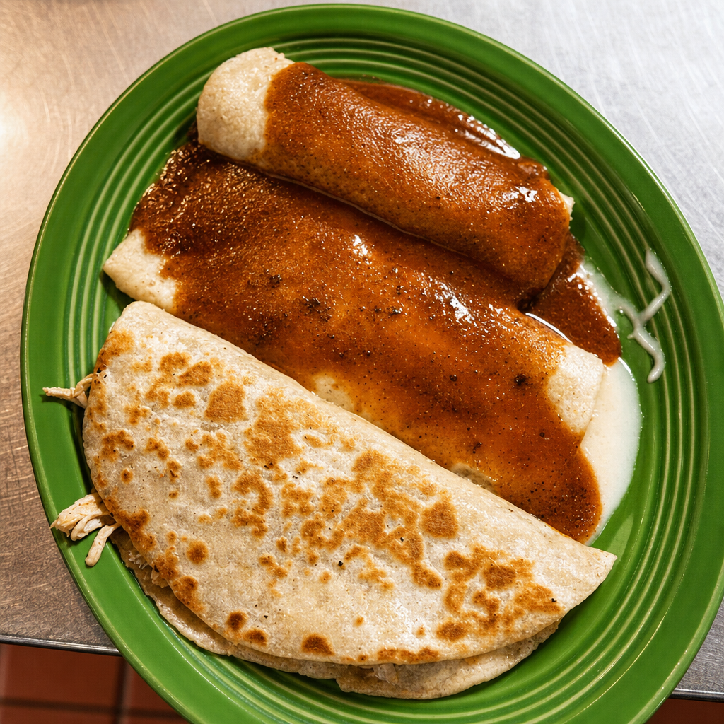 12. One Beef Burrito, One Beef Enchilada & One Beef Or Chicken Quesadilla.