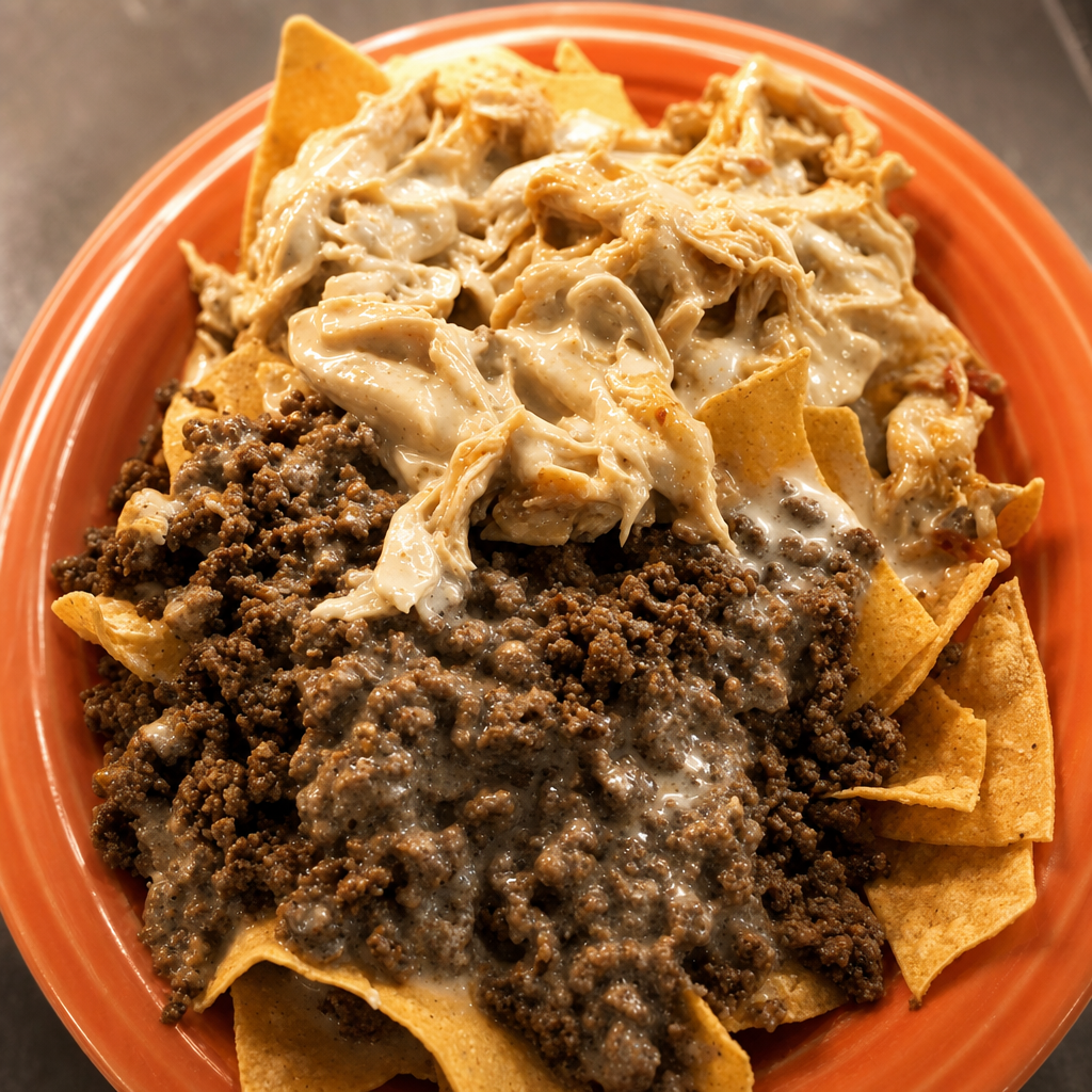 Beef & Chicken Nachos.