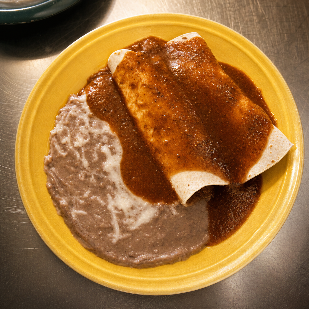23. Two Beef Burritos & Beans.