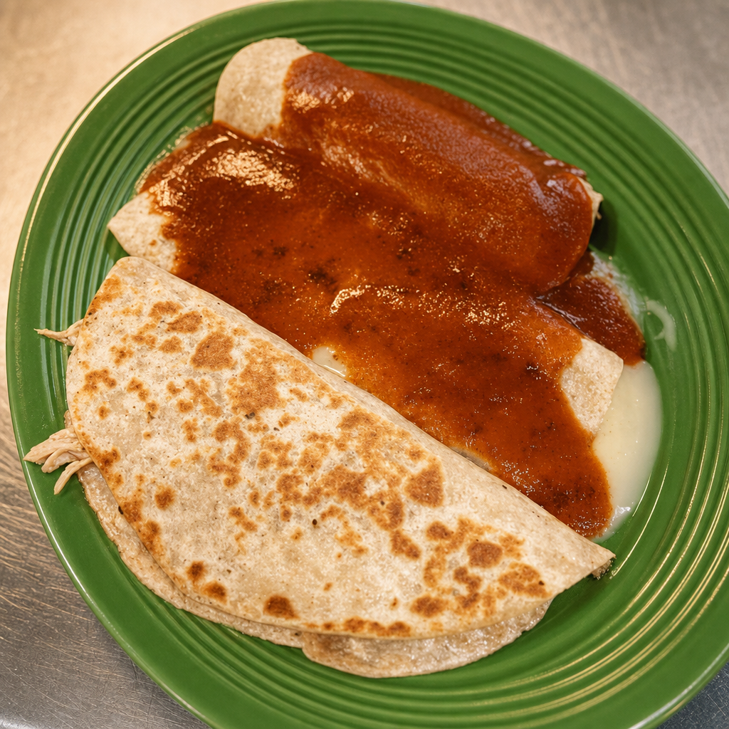 B) One Bean Burrito, One Cheese Enchilada & One Cheese Quesadilla.