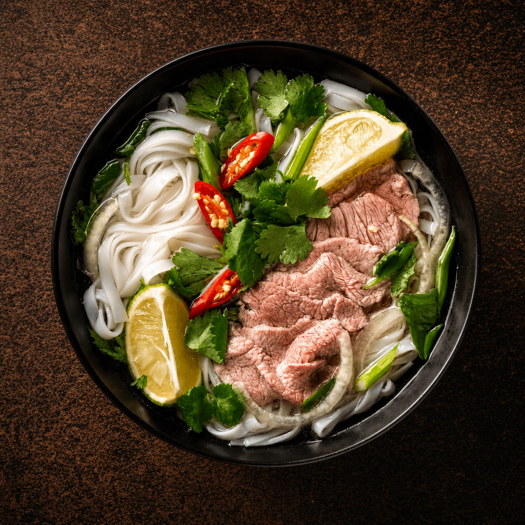 7. Phở Tái, Nam, Gần – Rare Steak, Flank, Tendon Pho