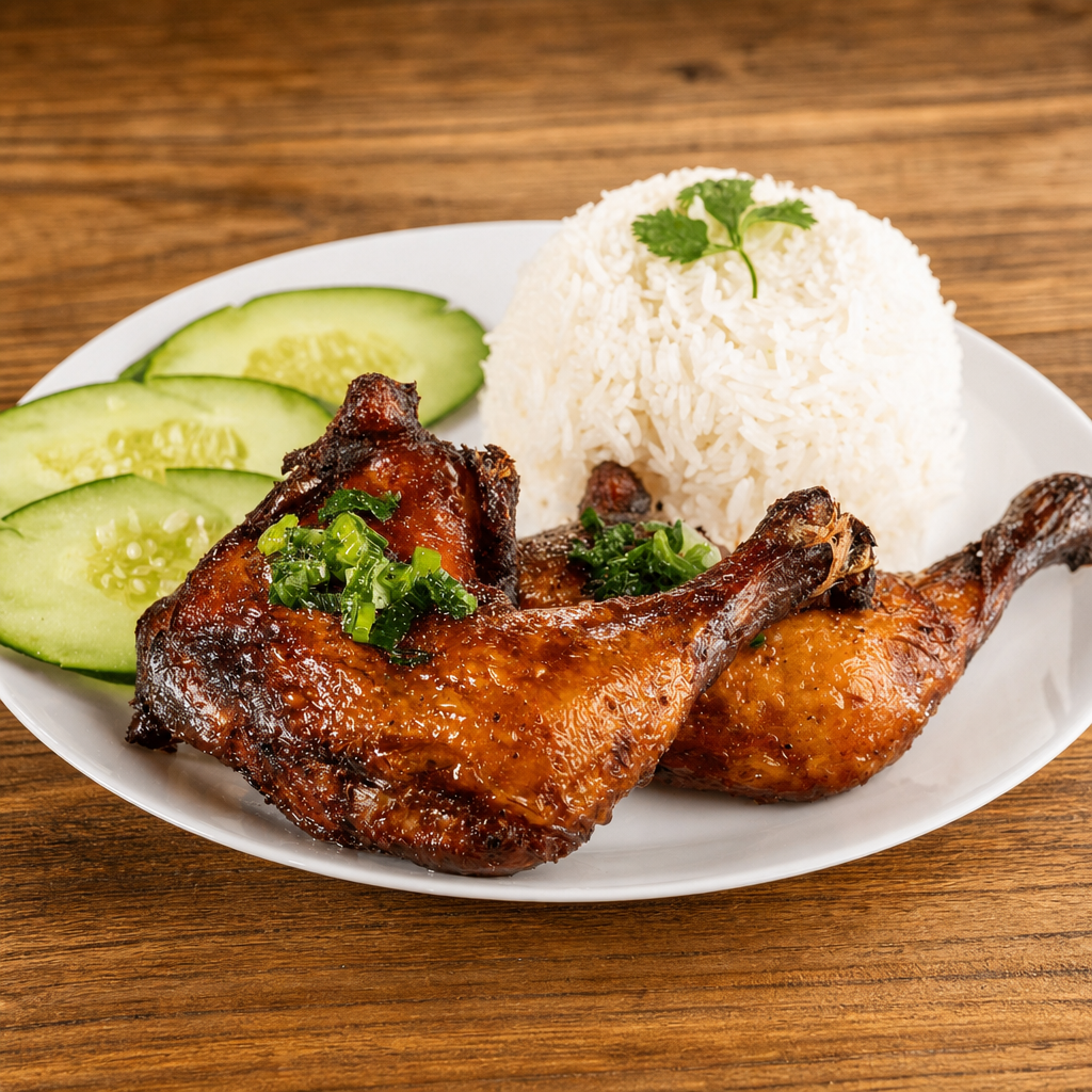 Rice with Crispy Chicken / Com Ga Chien