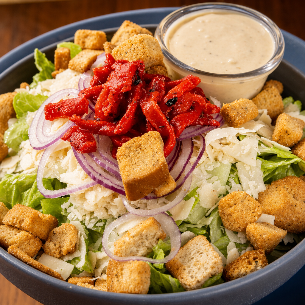 Caesar Salad with Roasted Reds.
