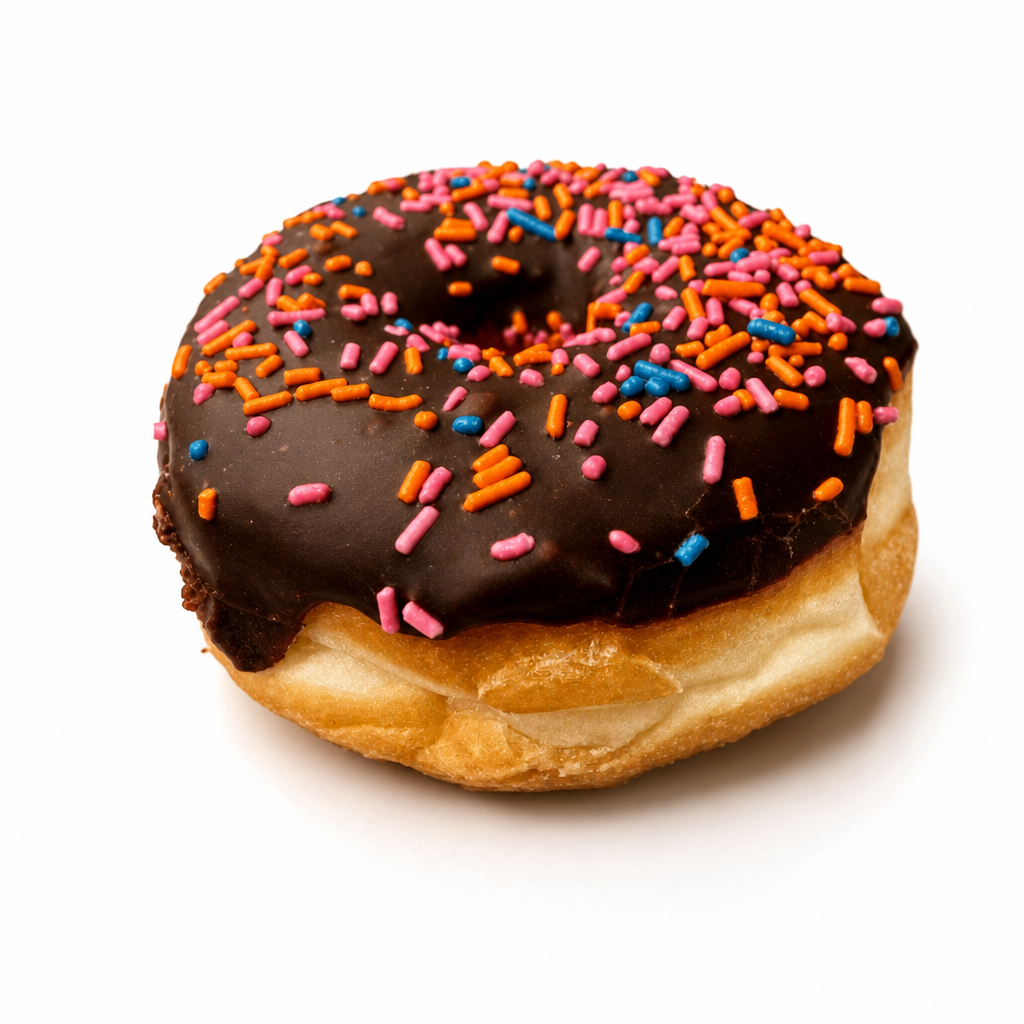 Chocolate Iced W/ Sprinkles.