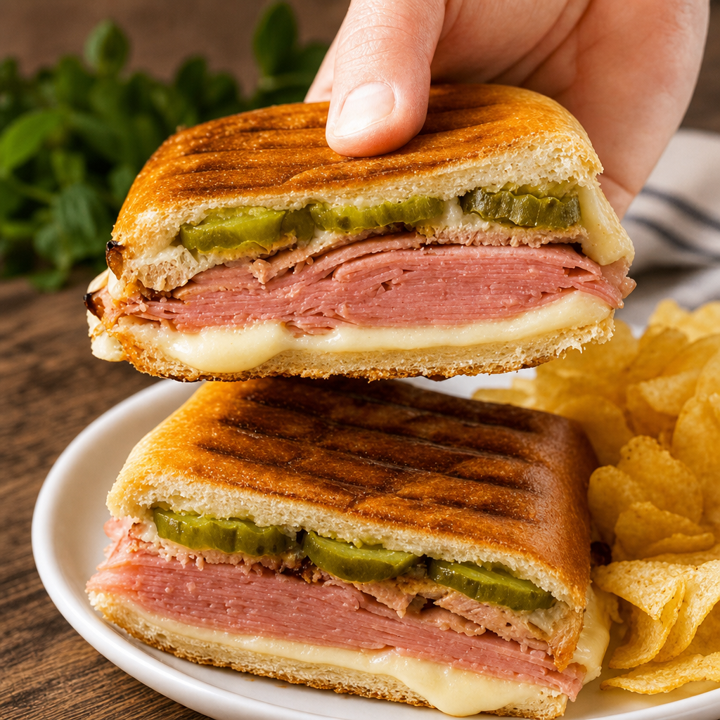 Cuban Sandwich (Roast Pork, Ham, Swiss Cheese, Pickles & Mustard)