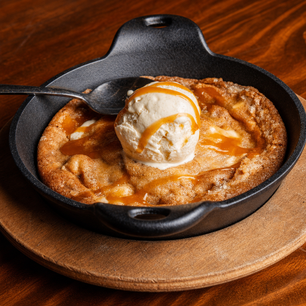 Salted Caramel Skillet Cookie.