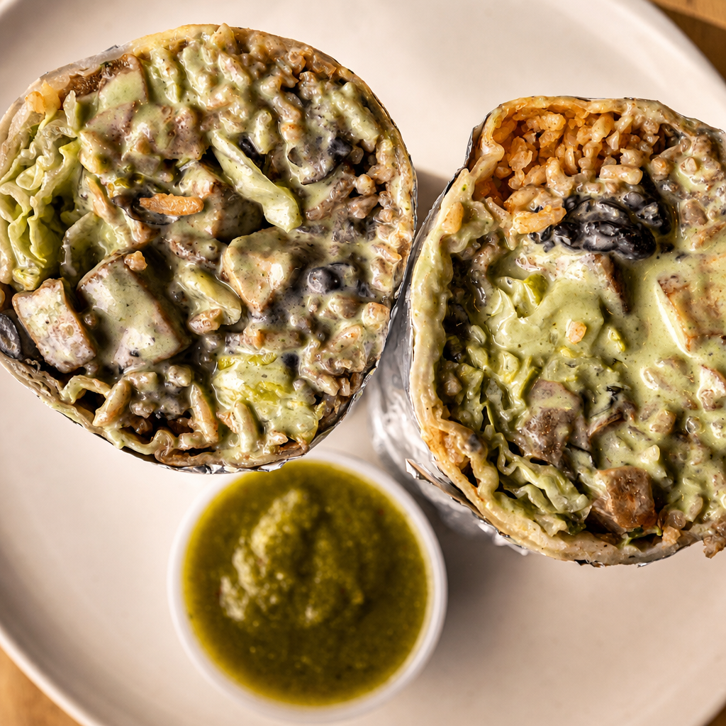 Vegan Super Nacho Burrito.