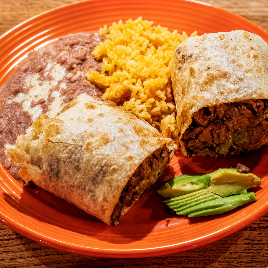 Carne Asada or Carnitas Burrito.