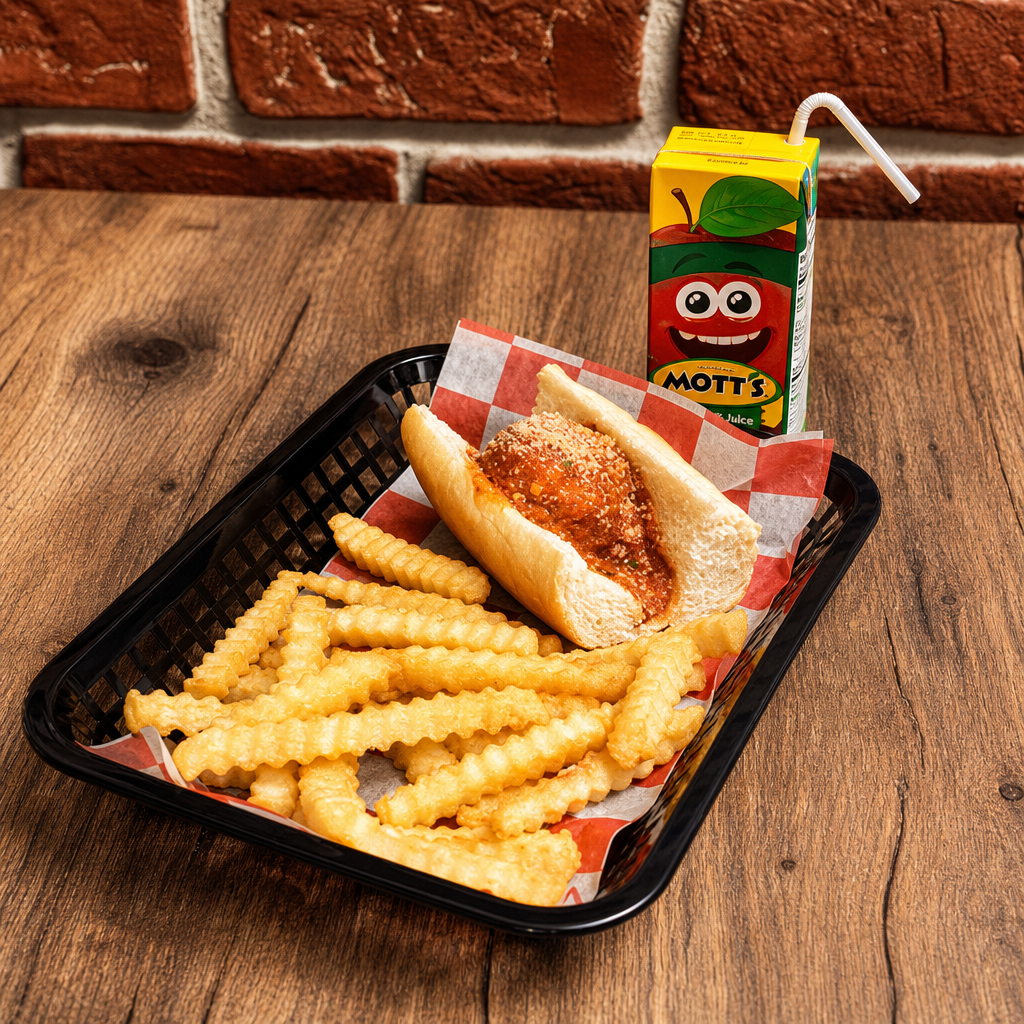 Kids Meatball Sandwich & 1/2 Fries.