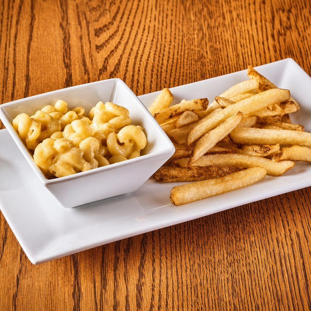 Kids Mac and Cheese with French Fries.