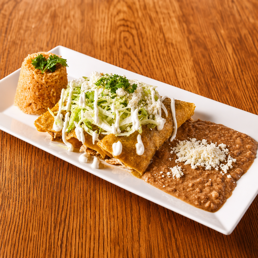 Traditional Chicken Enchiladas.