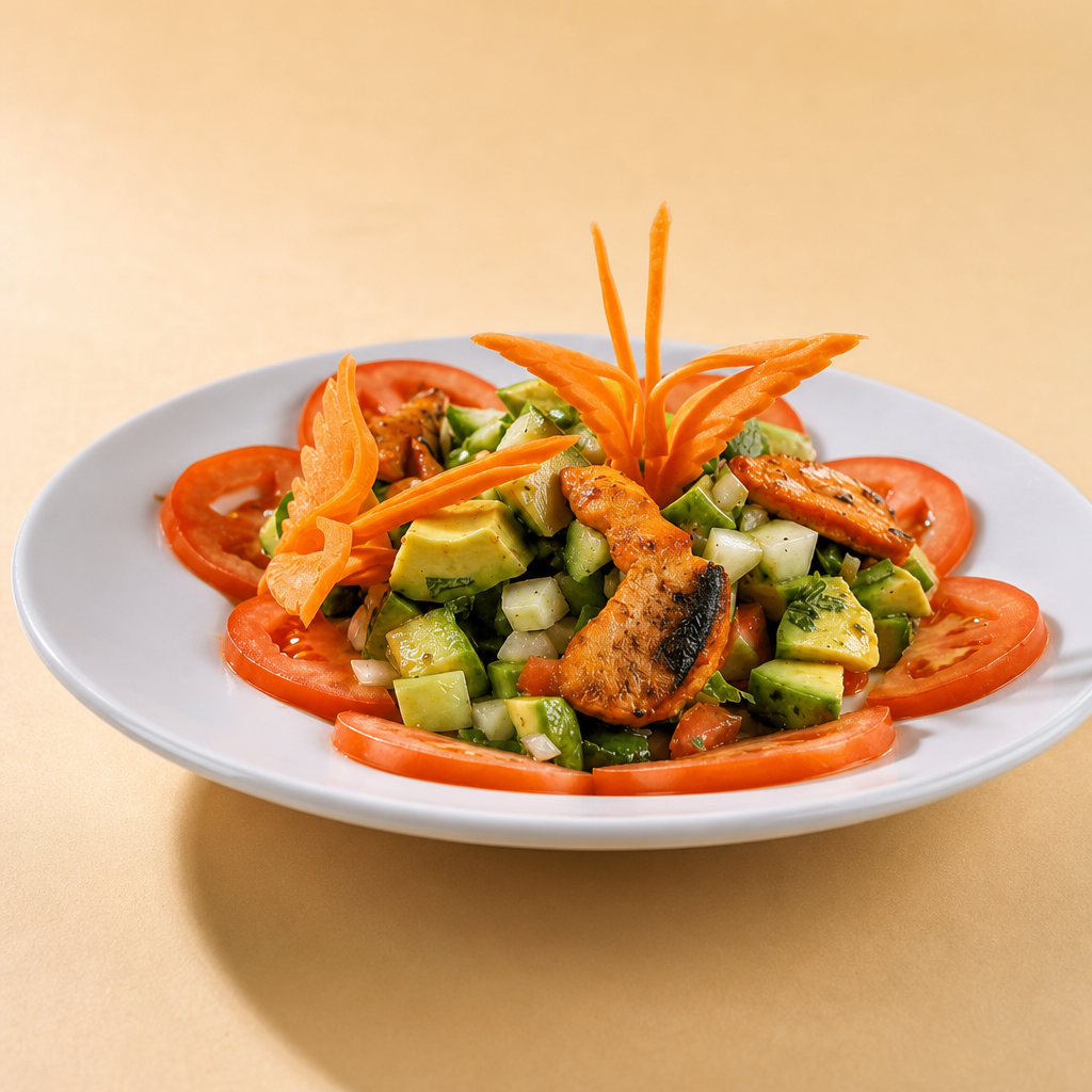 Avocado and Chicken Tikka Salad.