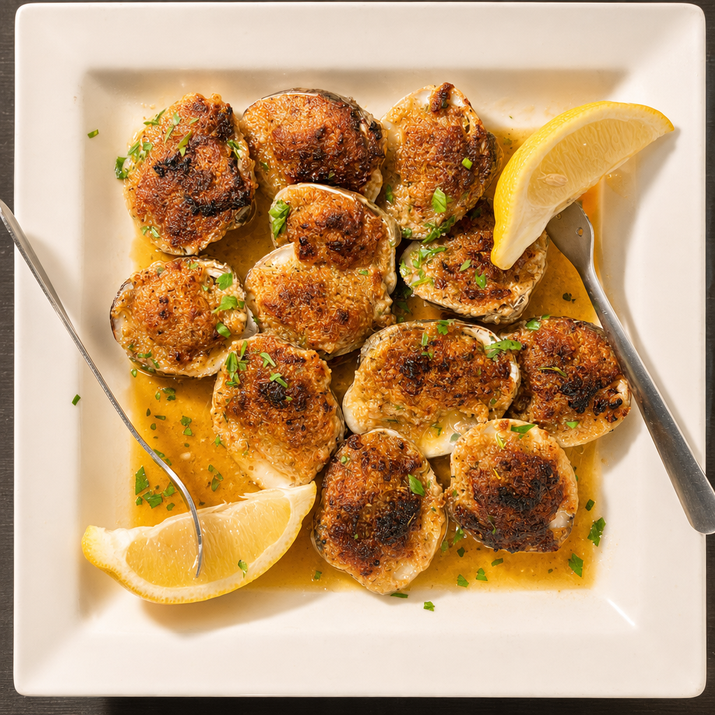 Baked Clams Oreganate.