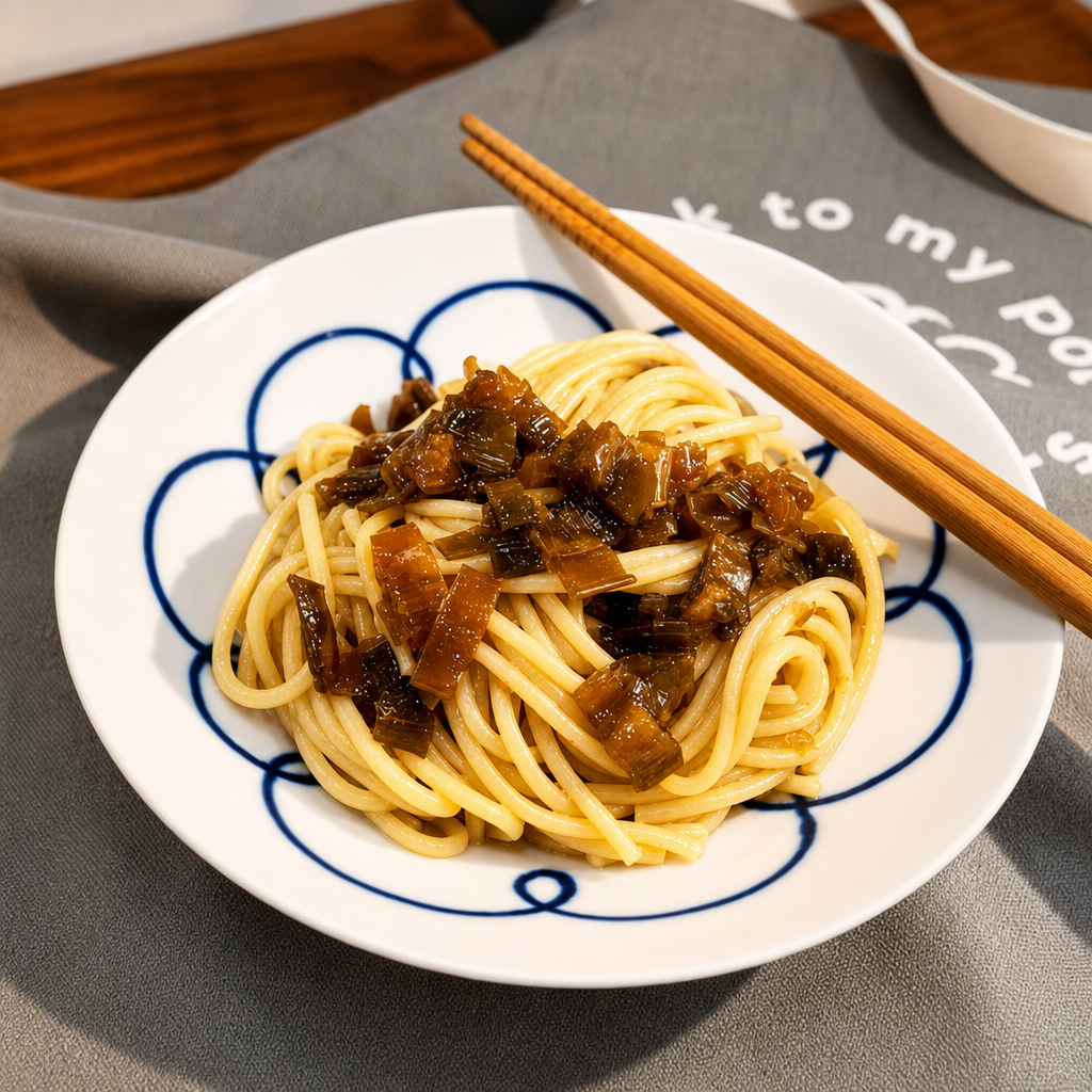 Chilled Noodles with Special Scallion Sauce.