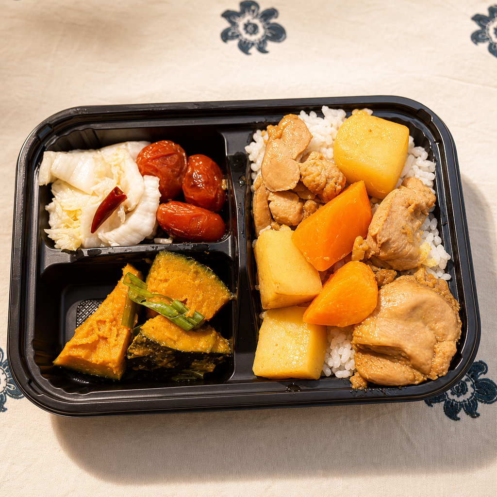 Curry Chicken Over Rice Bento 