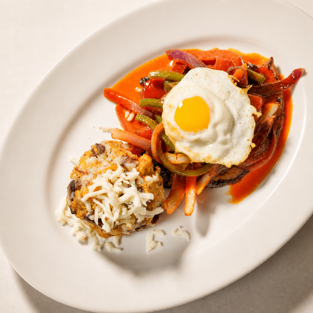 Bolón Mixto con Bisctec y Huevo Frito