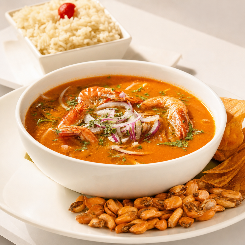 Encebollado Mixto / Tuna Fish and Shrimp Soup