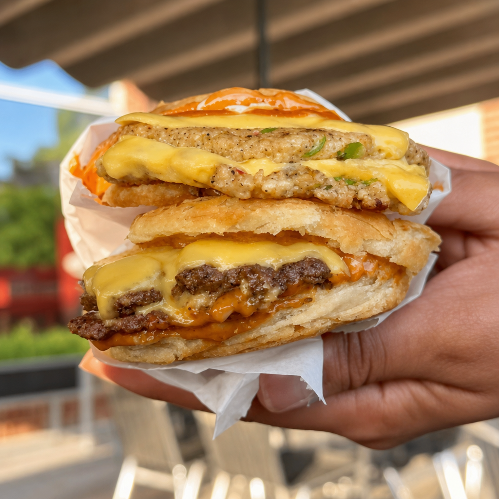 Paratha Smash Burger Beef w/Fries.