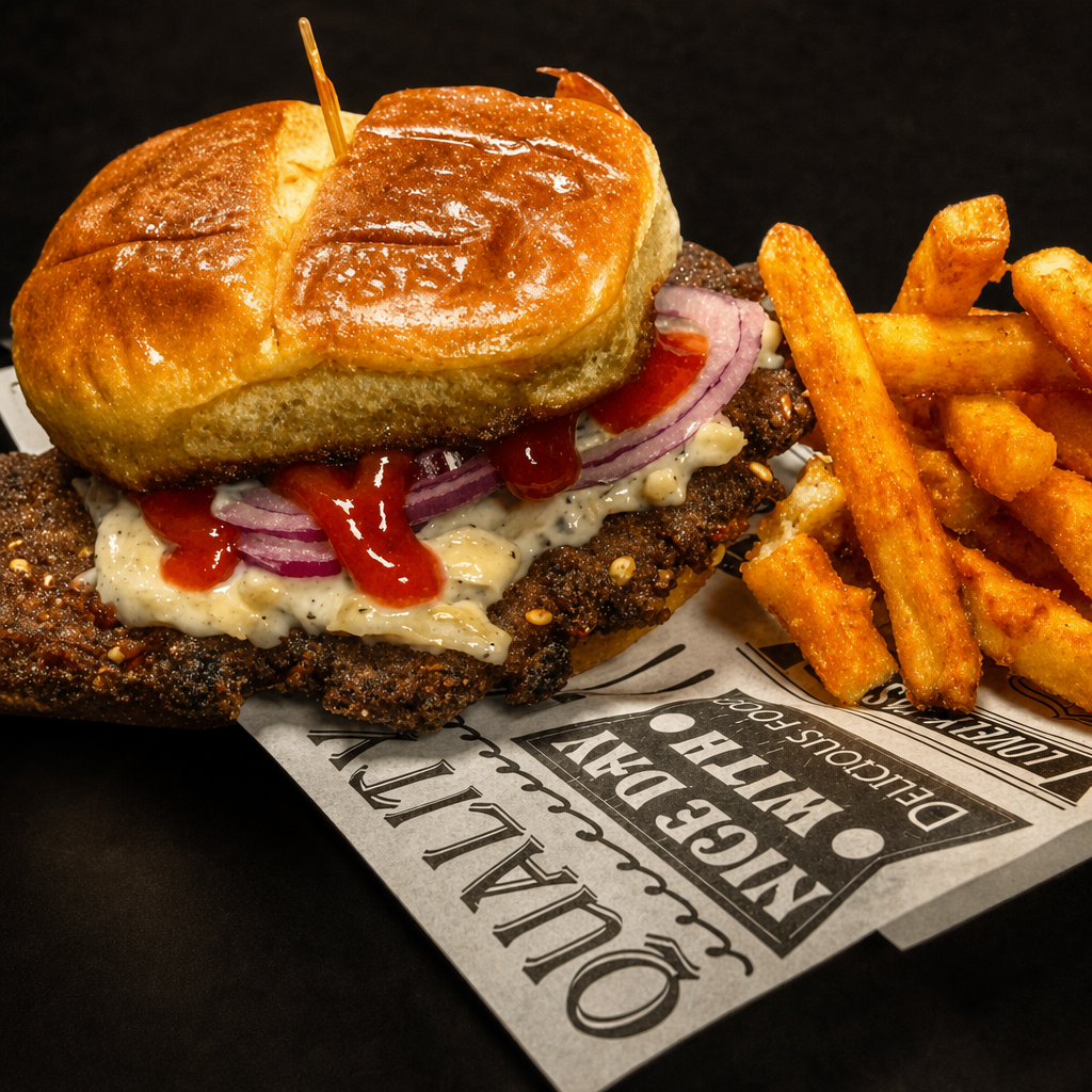 Chapli Burger w/fries.