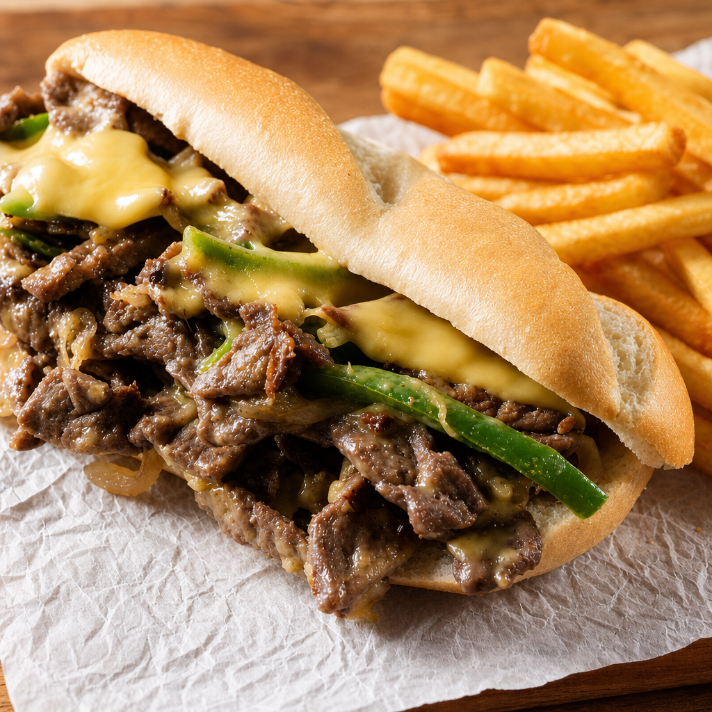 Philly Steak Cheese Sandwich.