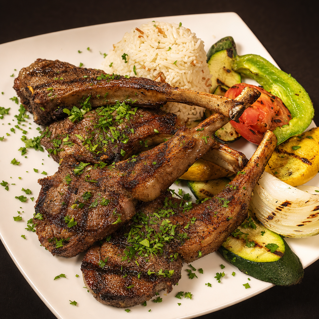 Oven Roasted Rack of Lamb Dinner.