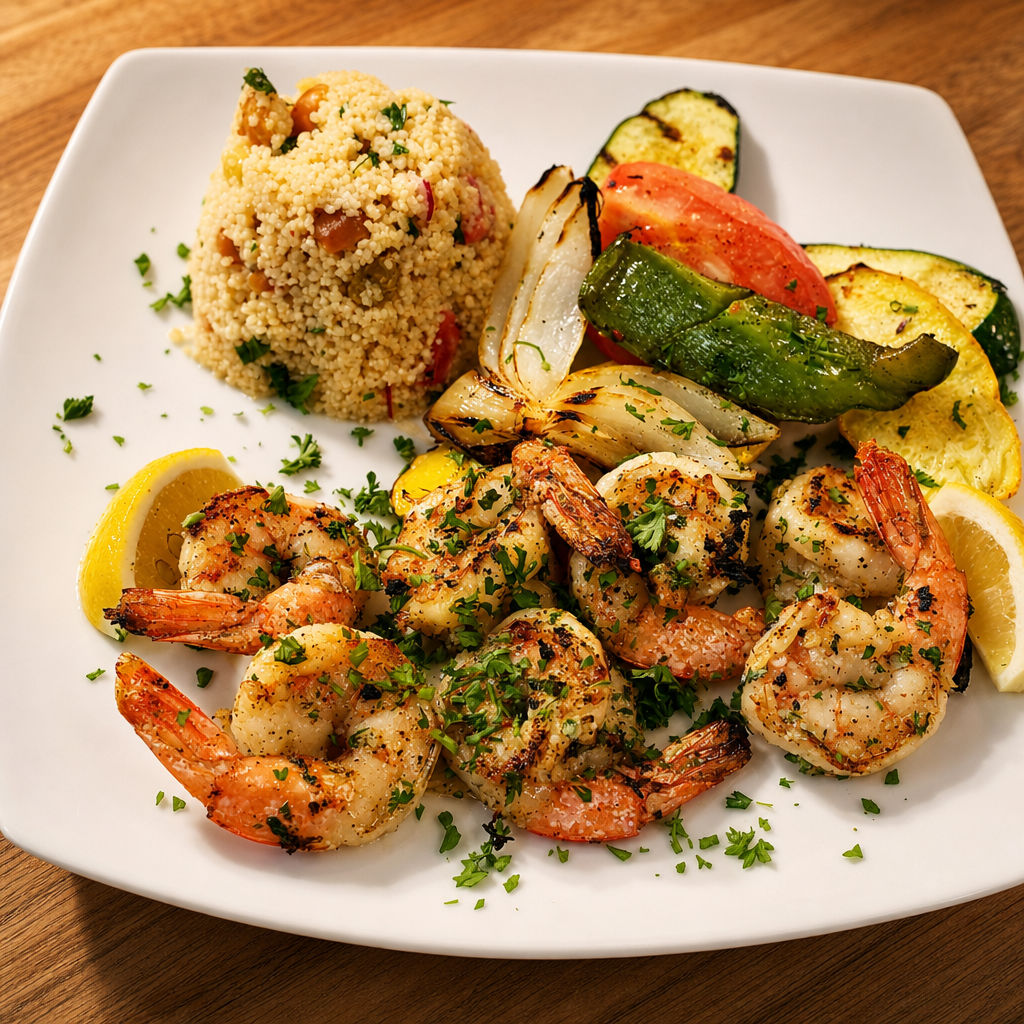 Grilled Garlic Shrimp Dinner.