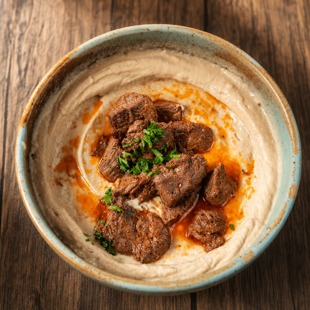 Hummus Special with Sautéed Beef