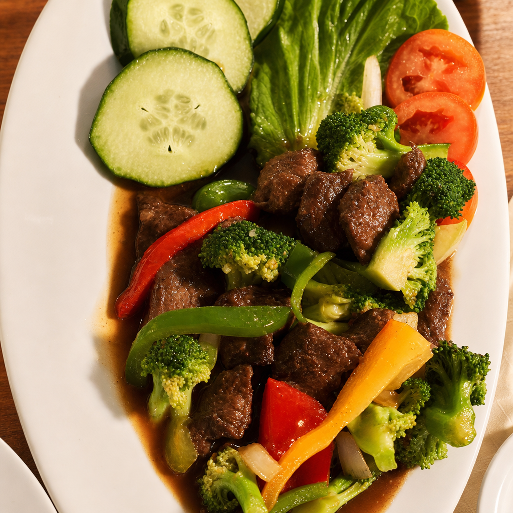 F14. Sautéed Beef with Broccoli.