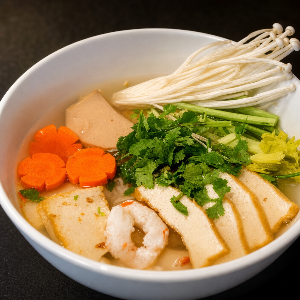 N5. House Rice Noodle or Yellow Noddle Soup Tofu.
