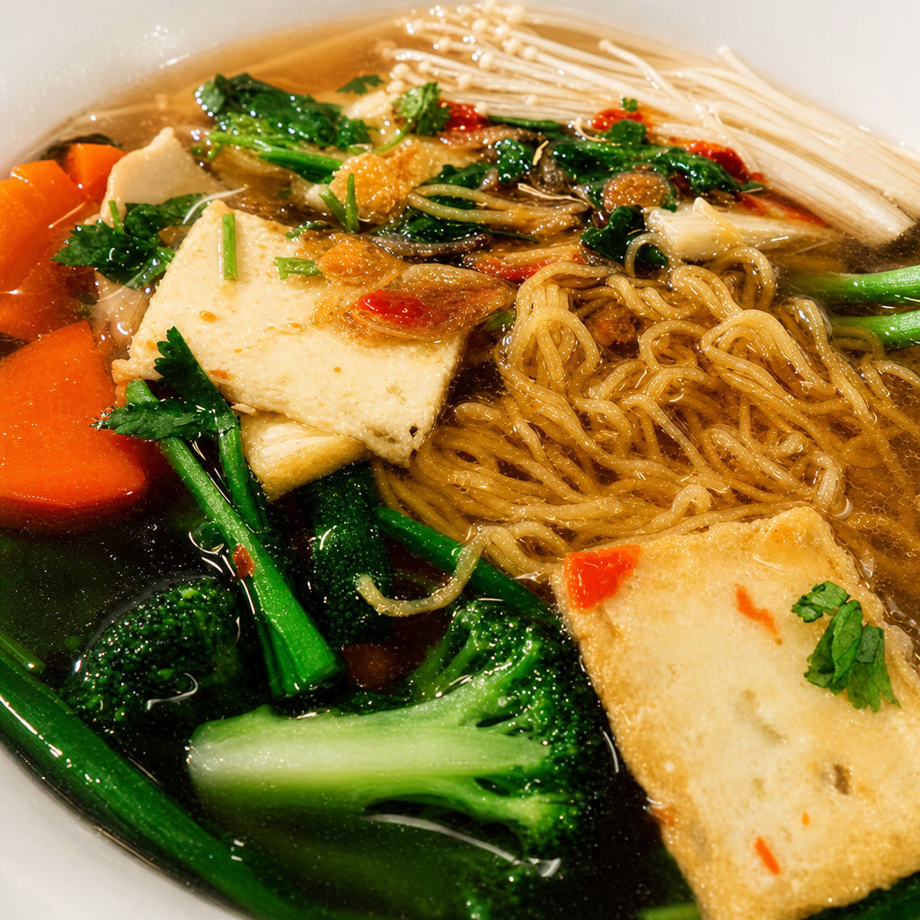 G6. Vegan Beef Stew with Rice Noodle or Yellow Noodle.