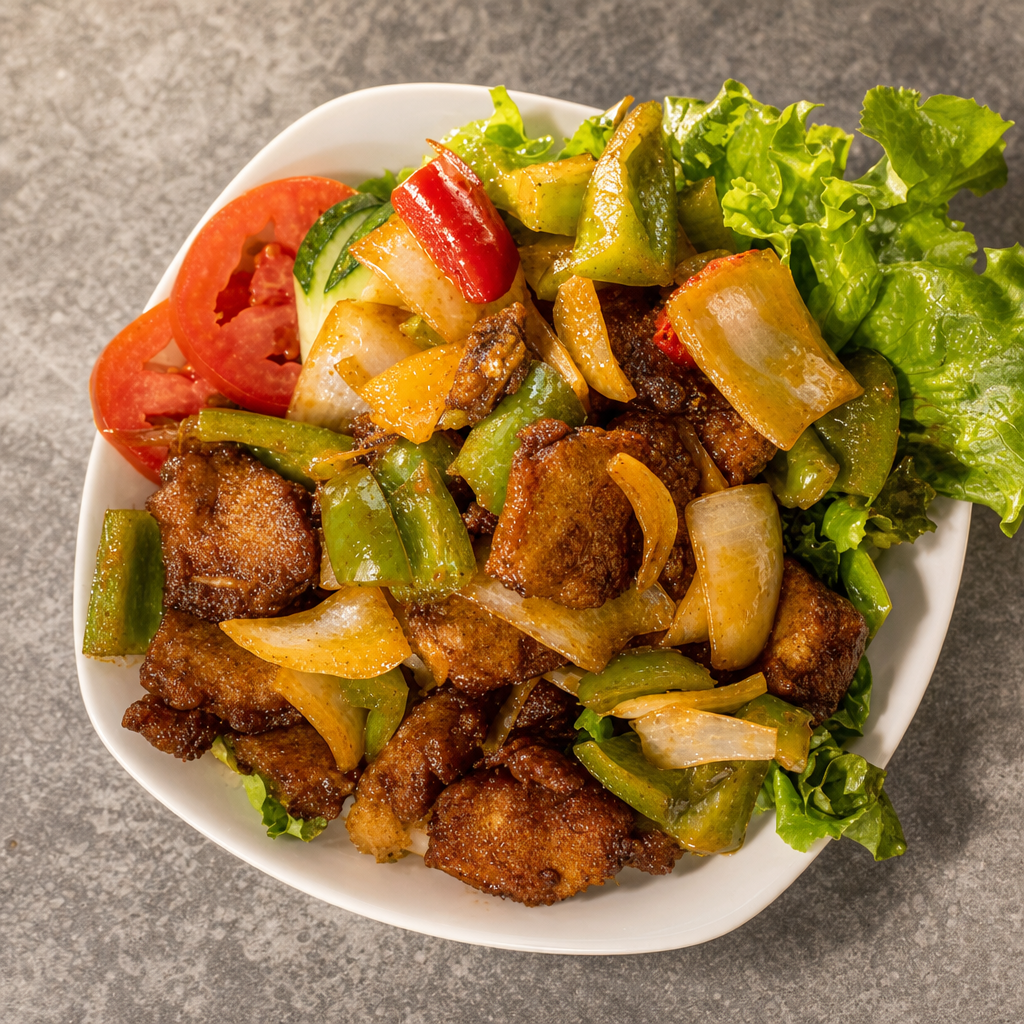 F8. Stir Fried Chicken with Ginger Sauce.