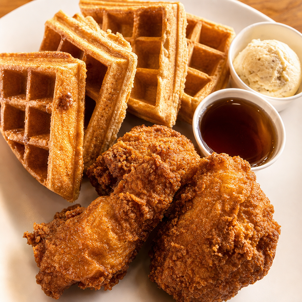 Southern fried chicken & waffles dinner