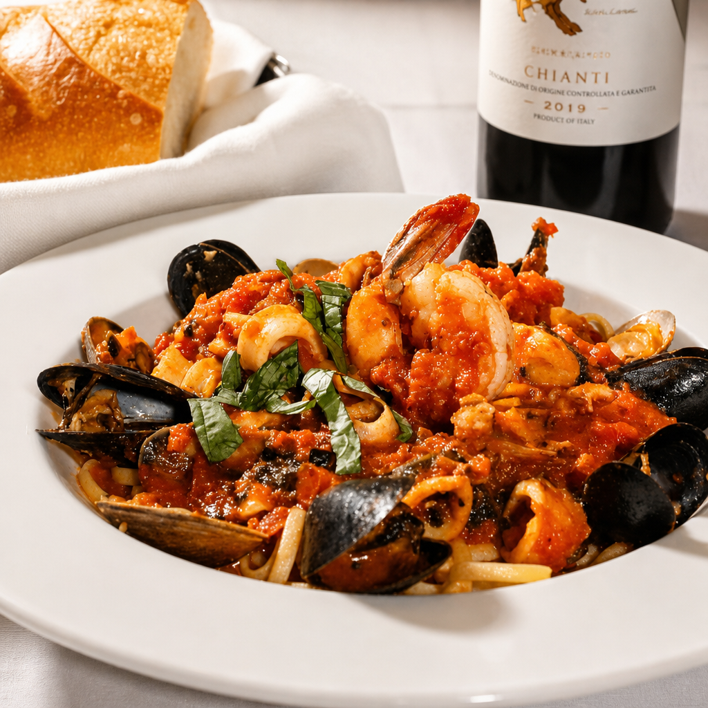 Linguine alla pescatora.