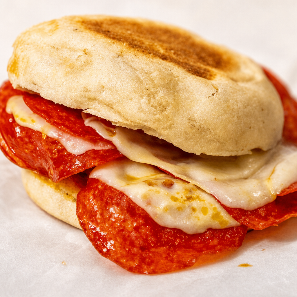 Pepperoni, Egg Patty & Cheese Sandwich.