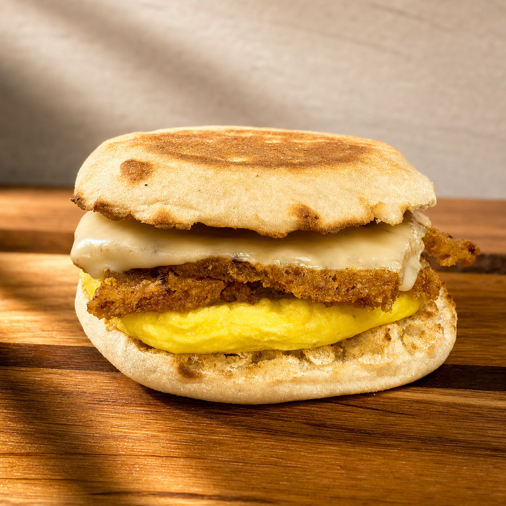Scrapple, Egg Patty & Cheese Sandwich.