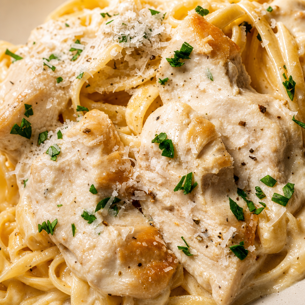 Chicken Fettuccine Alfredo.