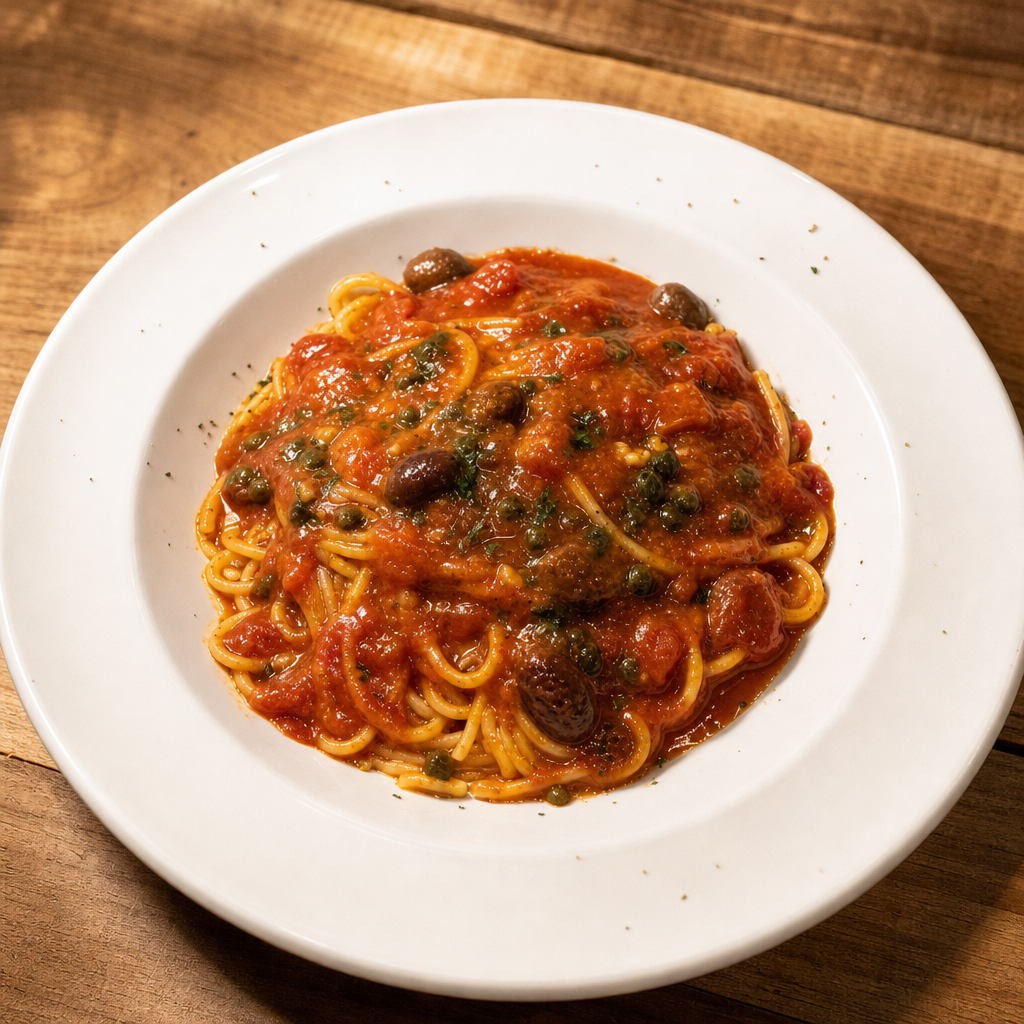 Pasta Puttanesca Lunch.