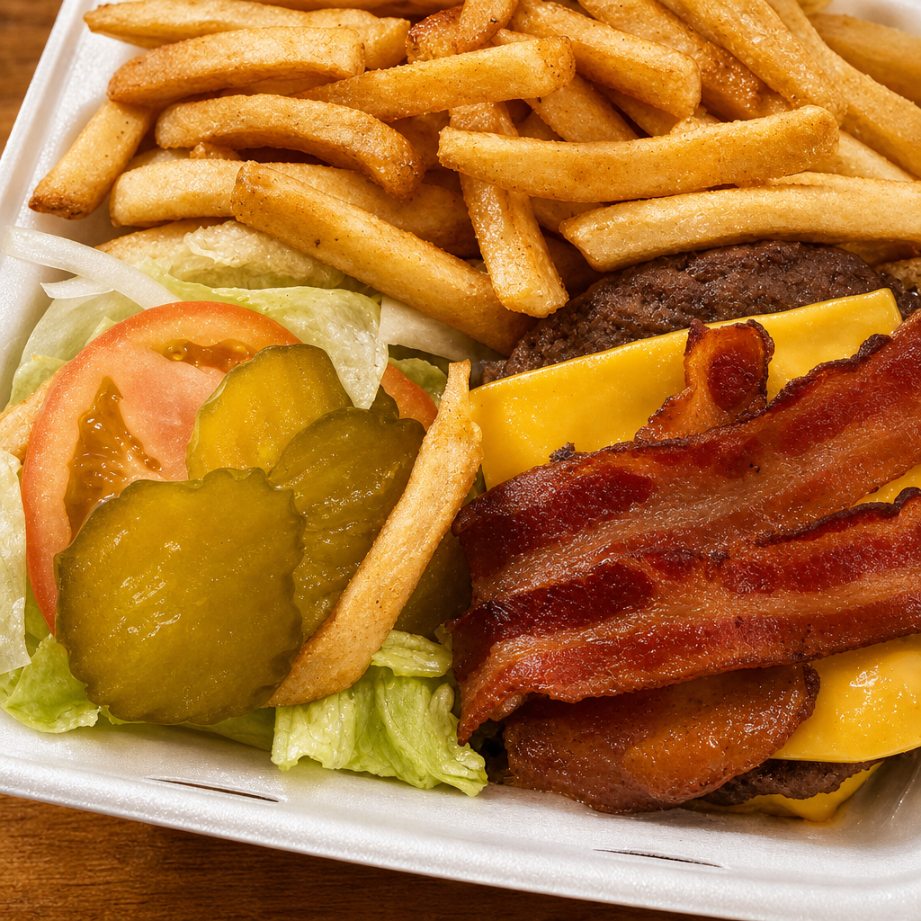 Bacon Cheese Burger W/Fries