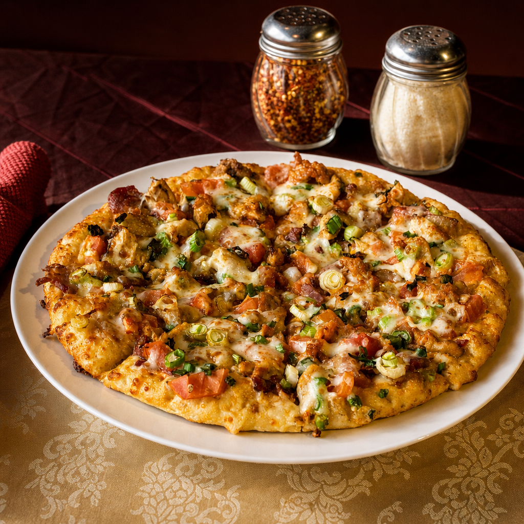 Creamy Garlic Combo Pizza.