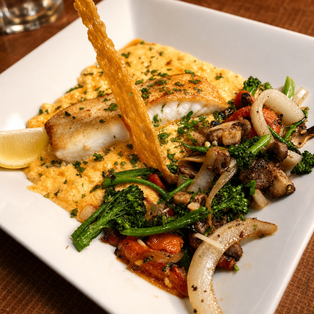 Seared PNW Halibut.