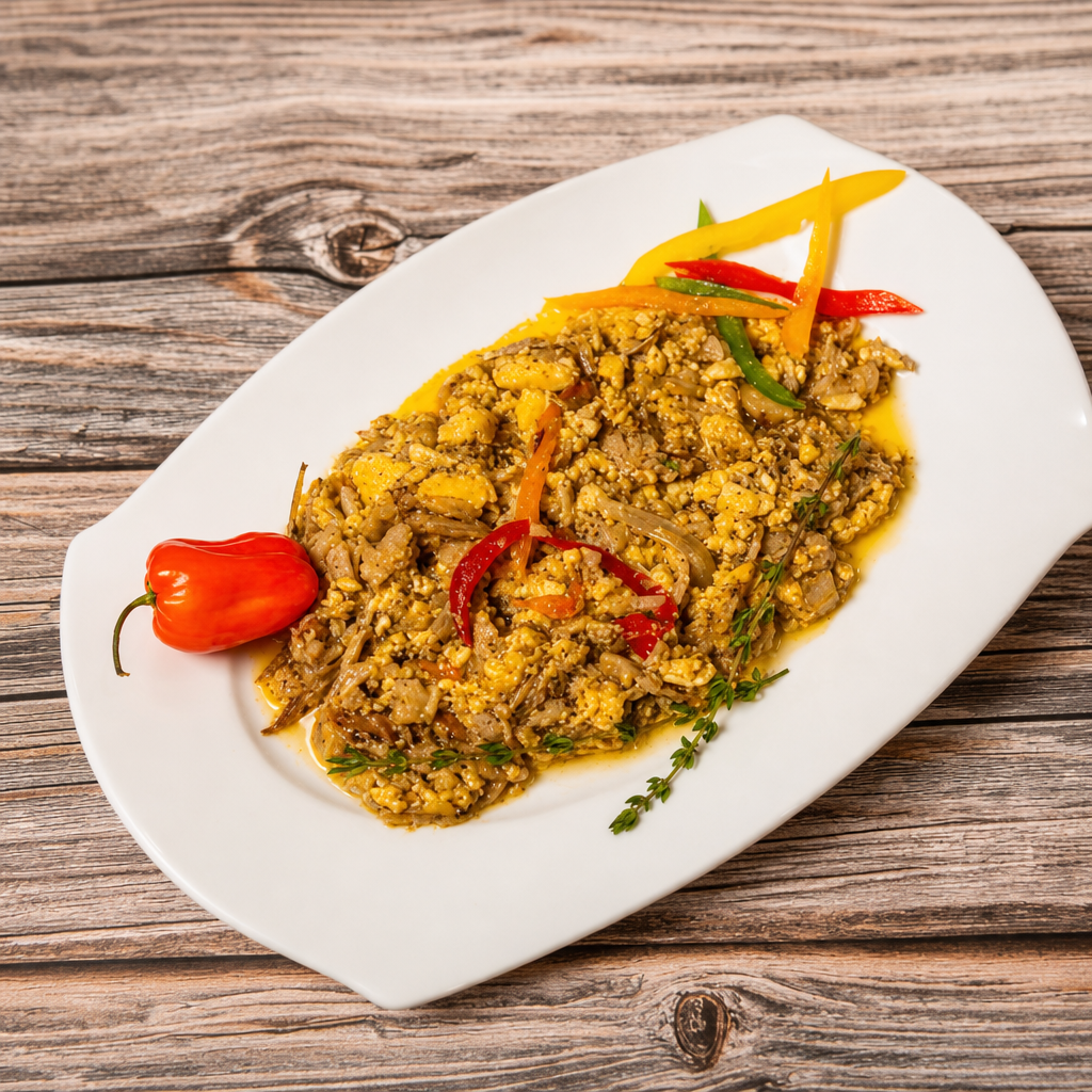 Ackee and Saltfish Sauteed.