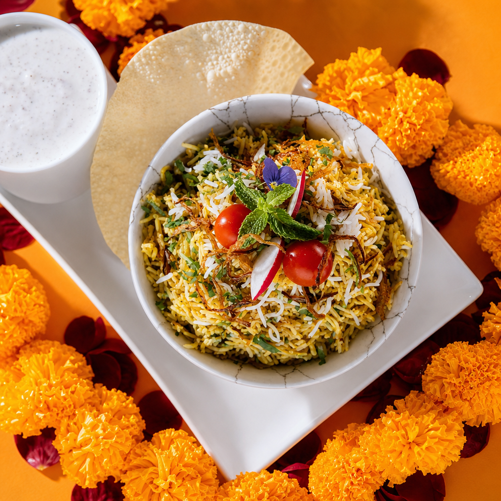 Saffron Chicken Biryani.