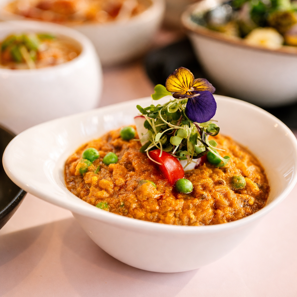 Baingan Bhartha (spiced eggplant hash).
